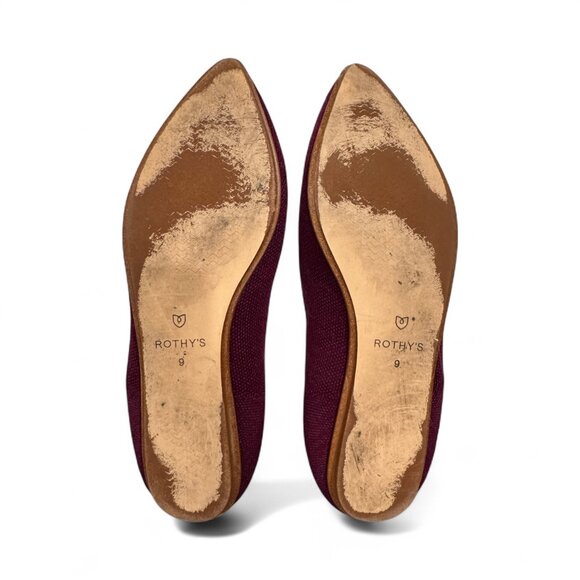 Rothys Size 9 The Point Merino Wool Aubergine Purple Retired Knit Flats Shoes - Picture 5 of 6